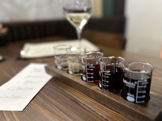 The wine flight... Beakers!