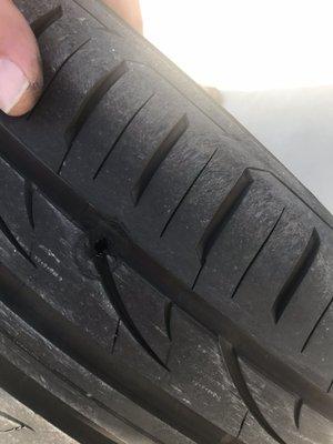 Massive hole on tire