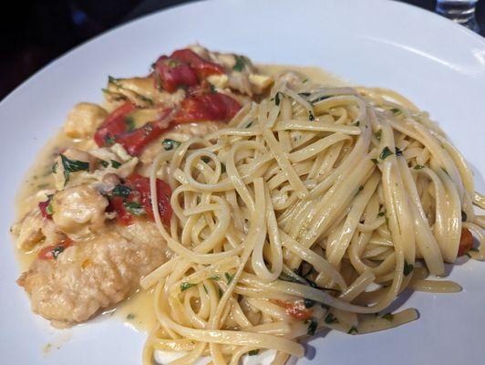 Sea bass with pasta