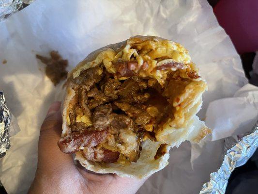 Breakfast burrito, asked for no salsa and still got it.