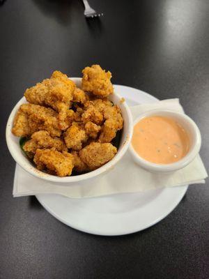 Fried alligator with sauce