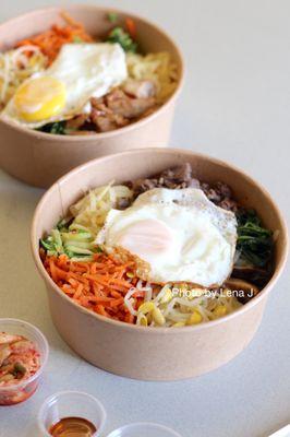 Bibimbap Beef ($10) and Bibimbap Chicken Bulgogi ($10)