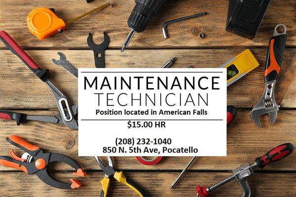 Maintenance Worker in American Falls #tempagency #staffingagency