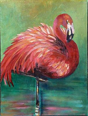 flamingo painting