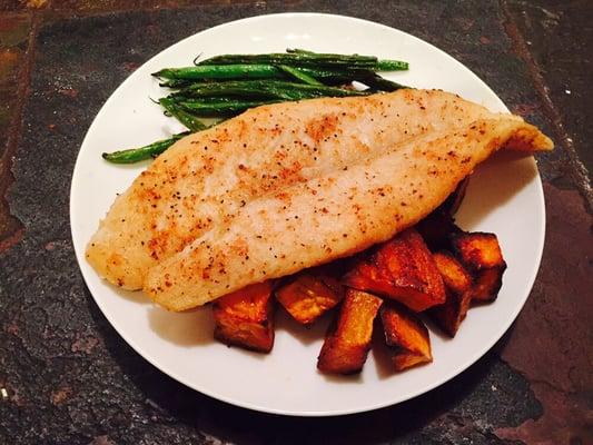 Almond-flour encrusted flounder. Gluten free, dairy free, paleo approved.