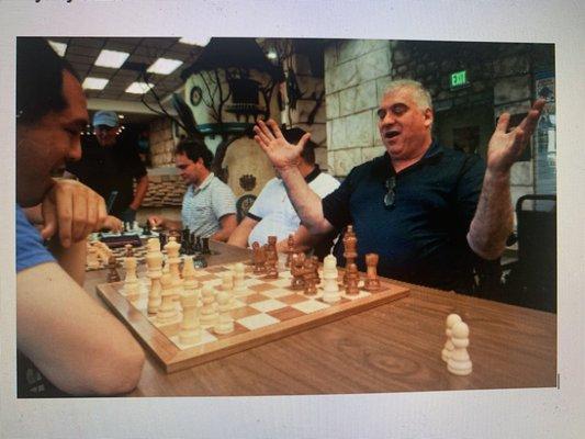 Jimmy DiPisa seen here in LA Time's picture.  Online article.  "7 Chill places to play chess in LA"