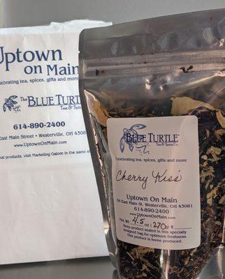 Great packaging of the tea at Uptown on Main: The Blue Turtle.