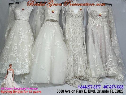 We also specialize in Wedding Gown Cleaning, Preservation & Restoration. Serving brides for 25+ years.