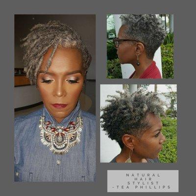 My client recorded artist LaRue Howard! Here are a couple of pics of are hairstyles from natural tapered cut and now on the loc journey...