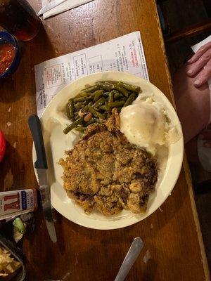 Chicken fried steak with white gravy