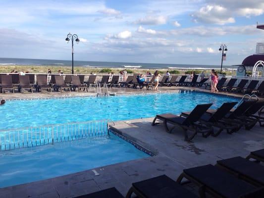 On boardwalk heated pool.