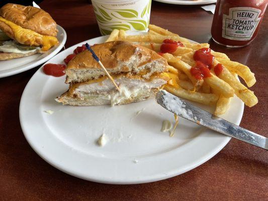 The best fried chicken sandwich and perfectly prepared French fries