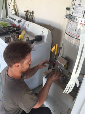 One of our Owners Joe hard at work on a new water heater install!-San Jose Area