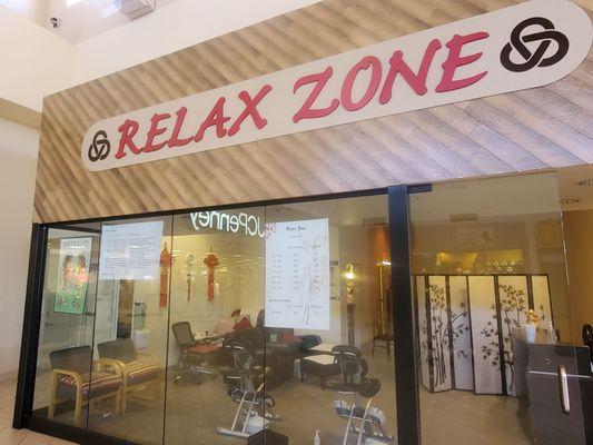 Relax Zone for excellent acupressure massage. In business for 15 years, located to the right of JC Penney's interior entrance.