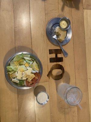 Side salad and cornbread