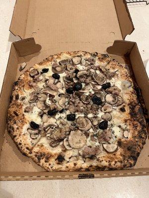 Cremini Mushroom & sausage Pizza