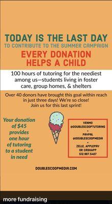 I raised money so that I could donate 100 hours to tutoring clients at LifeWorks