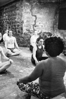 This is a gentle yoga class being led by LaTonya, owner of Red Jasper Counseling - a free class on Tuesday evenings