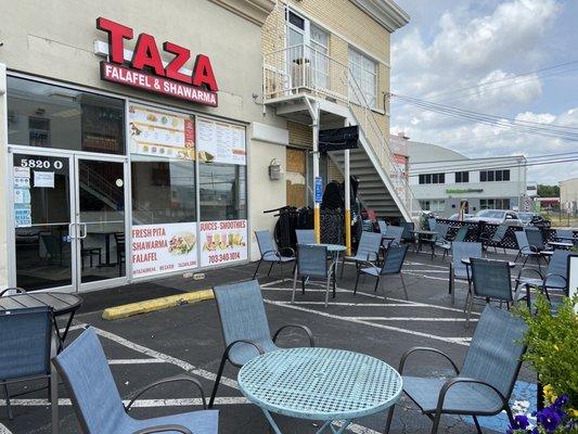 The Taza entrance is not facing the street