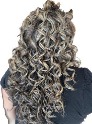 Curly style by Rigo with color and highlights by Gio