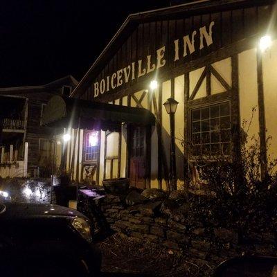 On this foggy night, the boiseville inn just loomed out of the mountain side