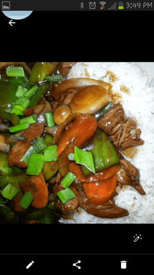 Pepper steak and white rice