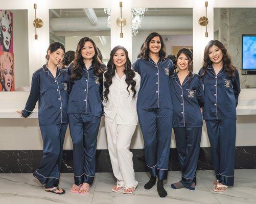 Matching bride & bridesmaids pajama photos