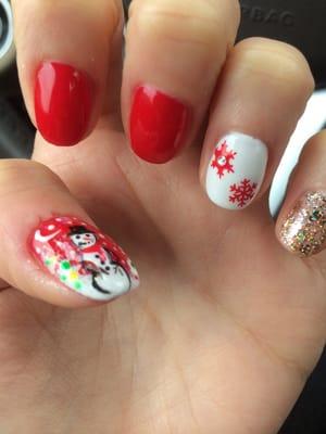 Gel manicure with Christmas nail art