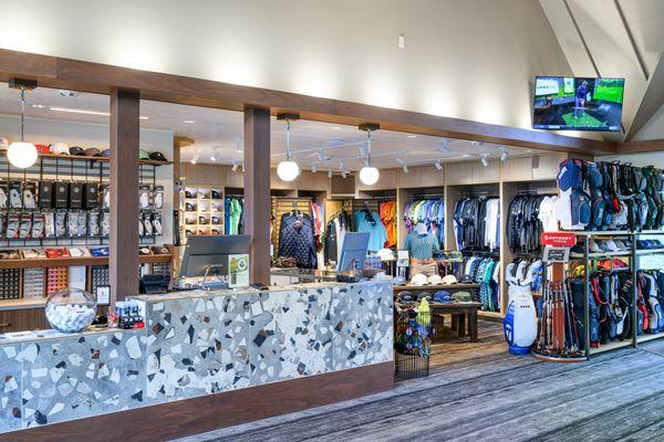 New proshop with huge selection of golf items.