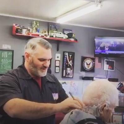 Every haircut comes with a hot lather neck shave.