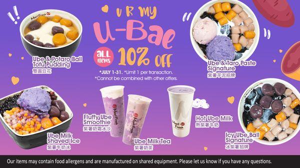 Celebrate our newest Ube Series Summer launch! Get 10% off all Ube items all month long!