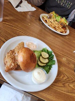 Fish sandwich and a green chili slopper!