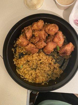 Orange chicken and "rice"