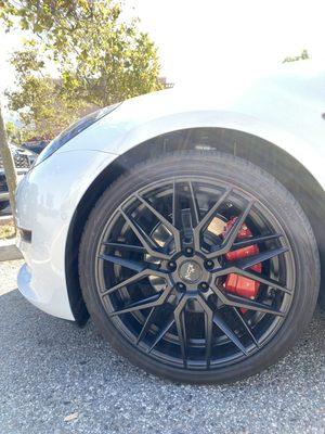 Before and after red calipers installed