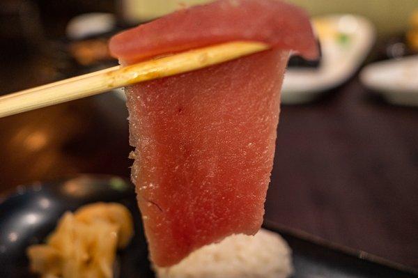 "Tuna" aka Ahi that looks more like raw beef than fish...