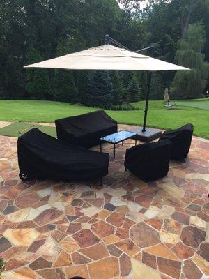 Patio furniture covers out of Sunbrella fabric