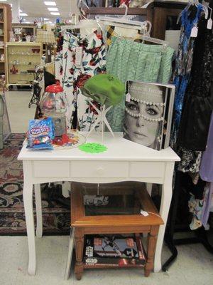 Pretty white desk, Carousel Bubble Gum machine.