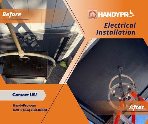 Light up your home with HandyPro electrical installations. Expert wiring for fixtures that brighten and enhance.