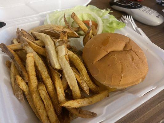 Burger and fries.