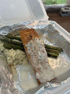 Seared Salmon with Risotto and Asparagus