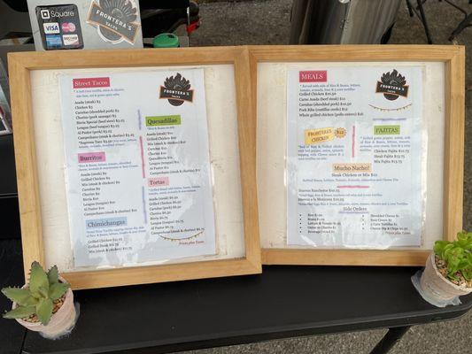 The menu at the ordering area.