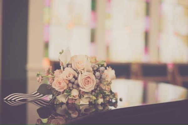 Bouquet matched the stained glass in the church!