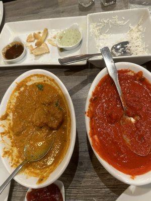 Goat Curry and Butter Chicken. Tasteless, the worst butter chicken I've ever had.