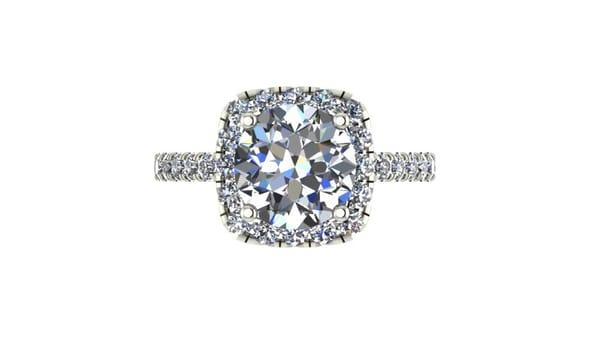 Diamond halo ring custom created for 3.00cts diamond