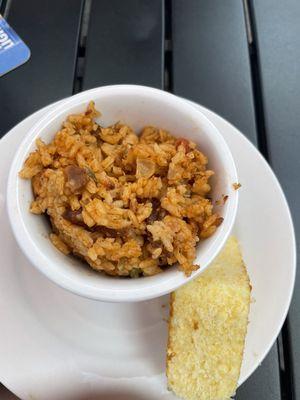 Jambalaya (bowl) with cornbread