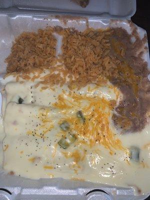 3 Bean & Cheese Dinner Meal W/ White Queso