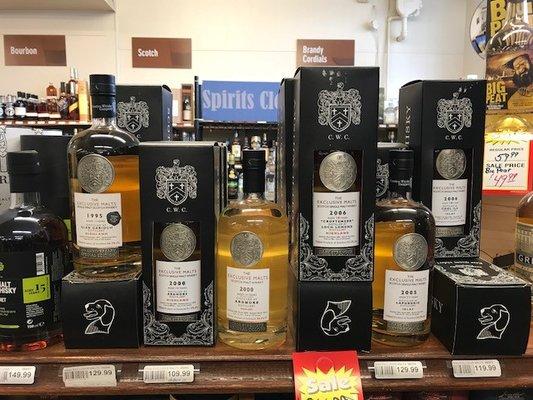 We always carry an extensive selection of Independent Bottlers including Exclusive Malts, Blackadder, Gordon & Macphail, etc