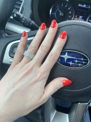 Manicure red gel polish