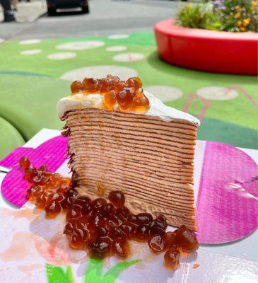 Brown sugar boba crepe cake