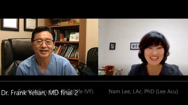 Interview with Dr. Frank Yelian, MD (Life IVF cetner). To listen the interview, please visit https://www.leeacupuncture.com/fertility-issues